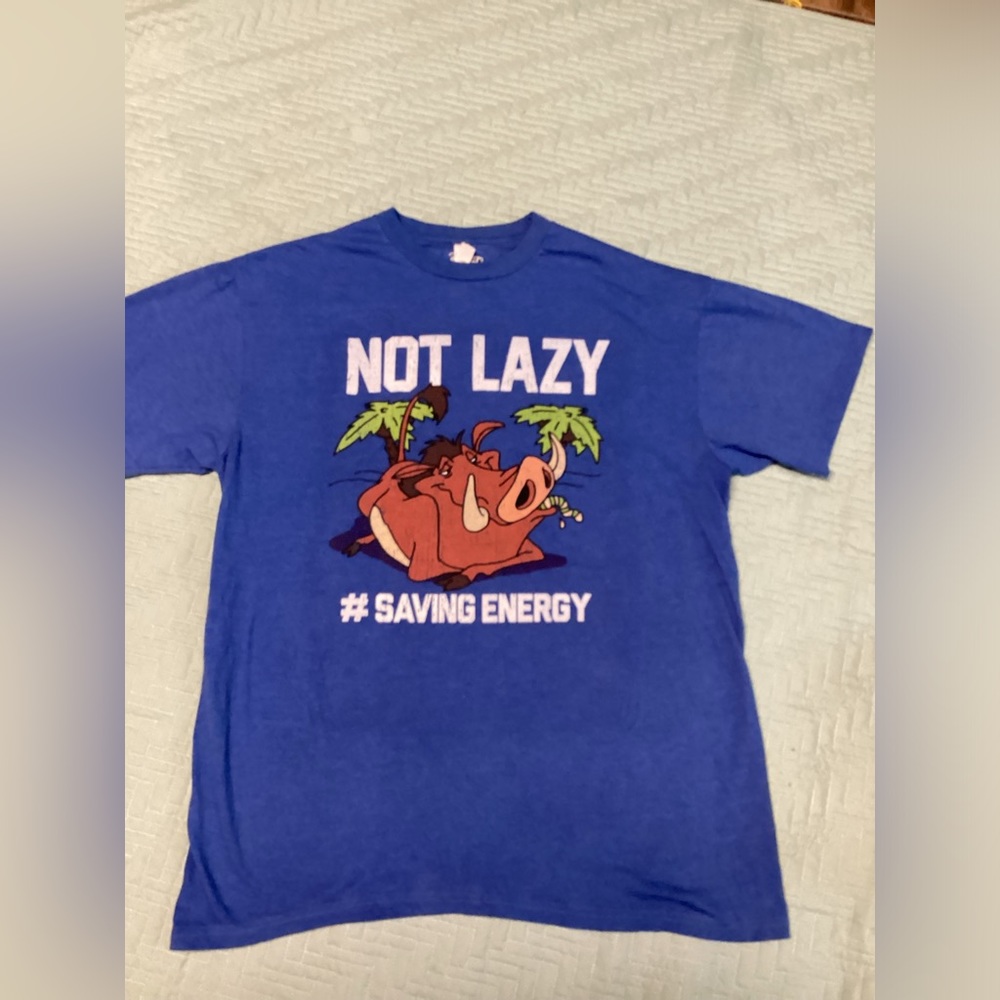 Blue Ladies Not Lazy #saving Energy Disney XL Lion King T Shirt